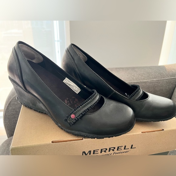 🖤 Merrell Petunia Black wedge super comfy pumps - Picture 1 of 9
